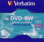 DVD-RW Verbatim 5szt - DVD-RW multiple entry, 4.7GB, 4x, package jewel case 5szt, matt silver