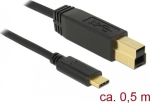 DELOCK Kabel USB 3.1 Gen2 C > B 0.5m schwarz