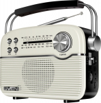 Speaker SVEN SRP-500, white (3W, Bluetooth, FM/AM/SW, USB, microSD, AUX, battery)