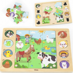 Viga Toys VIGA Wooden Puzzle Guess by Shadow - Farm Puzzle 17 el