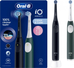 Oral-B Electric Toothbrush, Duo pack | iO2 Series | Rechargeable | For adults | Number of brush heads included 2 | Number of teeth brushing modes 3 | Night Black and Green Forest