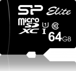 Silicon Power m&auml;lukaart microSDXC 64GB Elite + adapter
