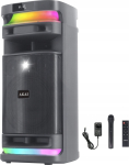 AKAI Power audio SONIC X8 50W - Moc [W]: 50 | Akumulator [mAh]: 3600 | Radio FM, Bluetooth, USB, AUX | wireless microphone