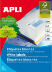 Apli Universal labels APLI, 210x297mm, rectangular, White 100 ark
