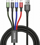 Kabel USB Baseus USB-A - USB-C + microUSB + 2x Lightning 1.2 m Czarny (CA1T4-A01)