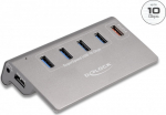 Delock USB 10 Gbps Hub with 4 USB Type-A Ports + 1 Fast Charging Port incl. Power Supply