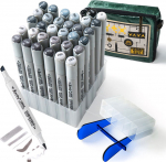 Double-sided Marker Pens ARRTX Oros, 32 Colours, grey tone shade