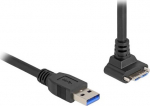 Delock USB 5 Gbps Kabel USB Typ-A straight plug do USB Micro-B plug with screw gap 18 mm 90&deg; w bent upwards 1 m czarny