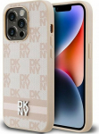 DKNY DKHCP14LPCPTSSP iPhone 14 Pro 6.1'' pink/pink hardcase Leather Checkered Mono Pattern & Printed Stripes