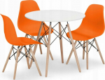 Leobert TODI round table set 80 white + 3 OSAKA orange chairs