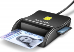 AXAGON Compact desktop USB contact Smart/ID & SD/microSD/SIM card reader with long, USB-A cable | CRE-SM3SD