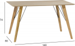 Dining table HELENA 140x80xH74cm, oak