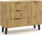 TOP E SHOP SCANDI 1D3S SLIM OAK ARTISAN CHEST OF DRAWERS