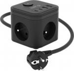 KERG SMART &ndash; 3-SOCKET POWER STRIP + USB-A+USB-C CHARGER 1.5M 3&times;1.5MM2 H05VV-F 16A/250V