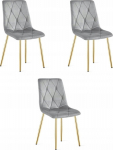 LEOBERT Krzesło LIBRA - light gray velvet / golden legs x 3