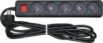 Vakoss surge protection power strip 5 sockets 3 m czarna (52-530LK)