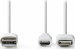 Kabel USB Nedis USB-A - microUSB + Lightning 1 m White (CCGP39400WT10)