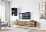 Cama MEBLE Cama living room furniture set ROCO 7 (3xRO3 + 2xRO6) antracite/wotan oak