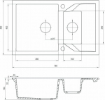 Sink Deante 1.5-chamber Andante with drainer 78x49cm graphite (ZQN 2513)