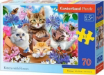 1565 Castorland Puzzle 70 Kittens with Flowers CASTOR
