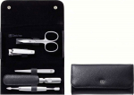 Zwilling CLASSIC snap fastener leather case, black, 5 pcs