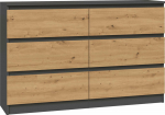 Topeshop MALWA chest of drawers 6 DRAWER M6 120 - ANTHRACITE / DĄB ARTISAN