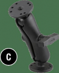 RAM Mounts Set for Handlebar/Tubes - RAM Mounts Set for Handlebar/Tubes - C-Ball (1.5"), Clamp (Galvanized U-Bracket), Middle Link Arm, Round Base Plate (AMPS)