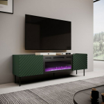 Cama MEBLE RTV cabinet with an electric fireplace ONDA 180.5x40xH58.39 green (standing or wall mounted)