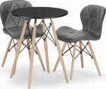 Leobert TODI round table set 60 czarny + 2 LAGO chairs gray