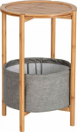 Wenko BAHARI side table, bamboo, z fabric storage basket, round,Wenko