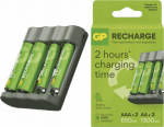 GP Recharge Battery Charger, B441 (USB), incl. 2 x AA 2100 mAh + 2 x AAA 800 mAh Batteries