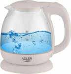 Adler | Kettle | AD 1283C | Electric | 900 W | 1 L | Glass/Stainless steel | 360&deg; rotational base | Cream
