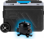 Teesa travel refrigerator Professional TEESA compressor travel refrigerator with freezing function 50L DC12/24 AC 230V, large wheels and a solid handle , Blueto