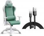 Armchair SENSE7 Spellcaster FUKU PU white and green + kabel usb