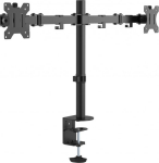 VISION Monitor Dual Desk Post Mount - LIFETIME WARRANTY - fits display 13-27" with VESA sizes 75 x 75 or 100 x 100 - 2-part arms - rotate - quick-release - swivel tilt - clamp or grommet - post height 465 mm / 18" - max between screen centers 790 mm  ...