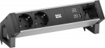 Bachmann Desk 2 Alu - indoors - Typ F - Aluminium - Kunststoff - Aluminium - Schwarz - 2 AC-Outputs - 1 St&uuml;ck(e)