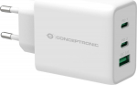 Conceptronic Althea 3-Port 65W Gan Usb Pd, Charger, Qc 3.0