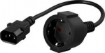 DELTACO Power Cord | Adapter | IEC C14 (Appliance) - CEE 7/4 (French/Schuko) | 0.5m | Svart