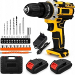 Extralink Tools Yellow Cordless Drill with 2 Batteries