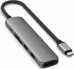 Satechi 6-w-1 USB-C Slim Multiport Adapter (USB-C, 2x USB-A, 4K HDMI, czytnik kart micro/SD) (szary)