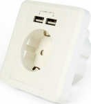 Gembird GEMBIRD EG-ACU2A2-01 Gembird flush-mounted socket 230V Single + 2x USB 2.4A Schuko