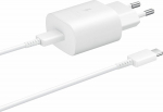 Toalaadija USB-C otsikuga (adapter 25W + USB-C kaabel 1m), Super Fast Charging kiirlaadimine, valge, Samsung