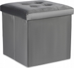 Leobert Foldable pouffe L z buttons - 38x38x38cm velvet grey