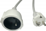 MicroConnect Power Extension Cord EU to, French Type E, 2m White