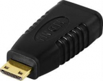 DELTACO HDMI adapter, mini HDMI male > HDMI female, 19-pin, gilt