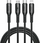 Kabel USB WiWU USB-C - USB-C + microUSB + Lightning 1 m Czarny