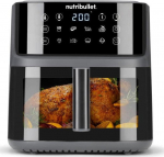 NutriBullet Hei&szlig;luftfritteuse CRISPLITE VISION(schwarz/silber, 2.000 Watt, Crank 8 Liter, mit Sichtfenster)