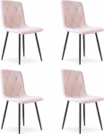 LEOBERT Krzesło LIBRA - light pink velvet / black legs x 4