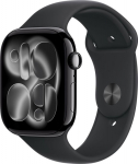 Apple Watch 11 GPS + Cellular 46mm Sport Band M/L, jet black/black (MFC44ET/A)