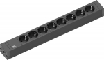 CONNECT LINE Plastic profile black 8xCEE7/3 sockets black rewireable; 2.0m H05VV-F 3G1.50mm&sup2; black; with CEE7/7 plug with BACHMANN logo incl. mounting brackets